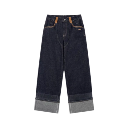 Coated Wide-Leg Denim Jeans