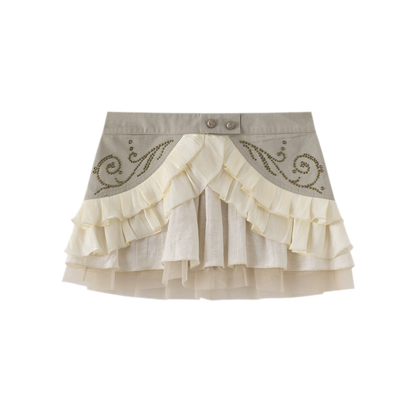 Studded Tiered Mini Skirt