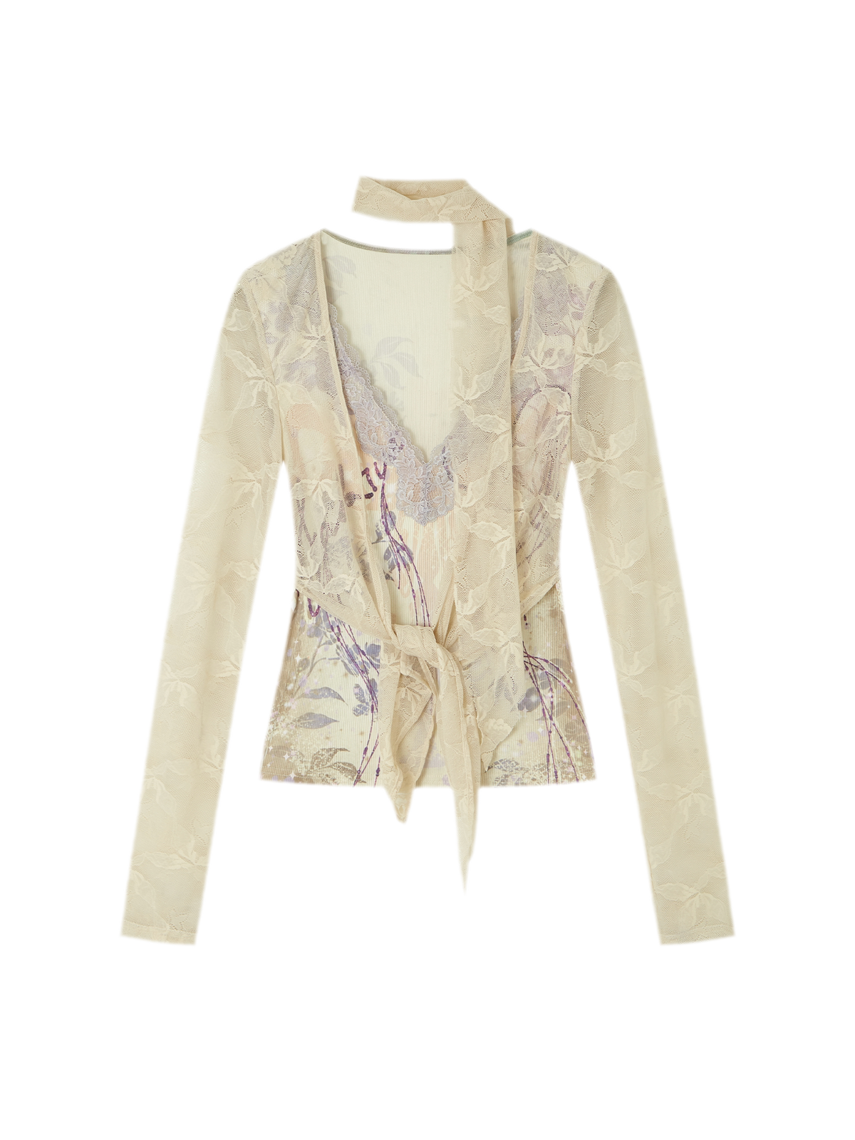 Cardigan aderente con pannelli in pizzo