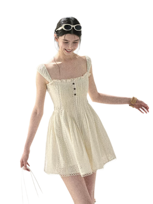 Creamy Almond White Dress (Pre-sale) / XS