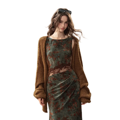 Cardigan aperto in maglia grossa
