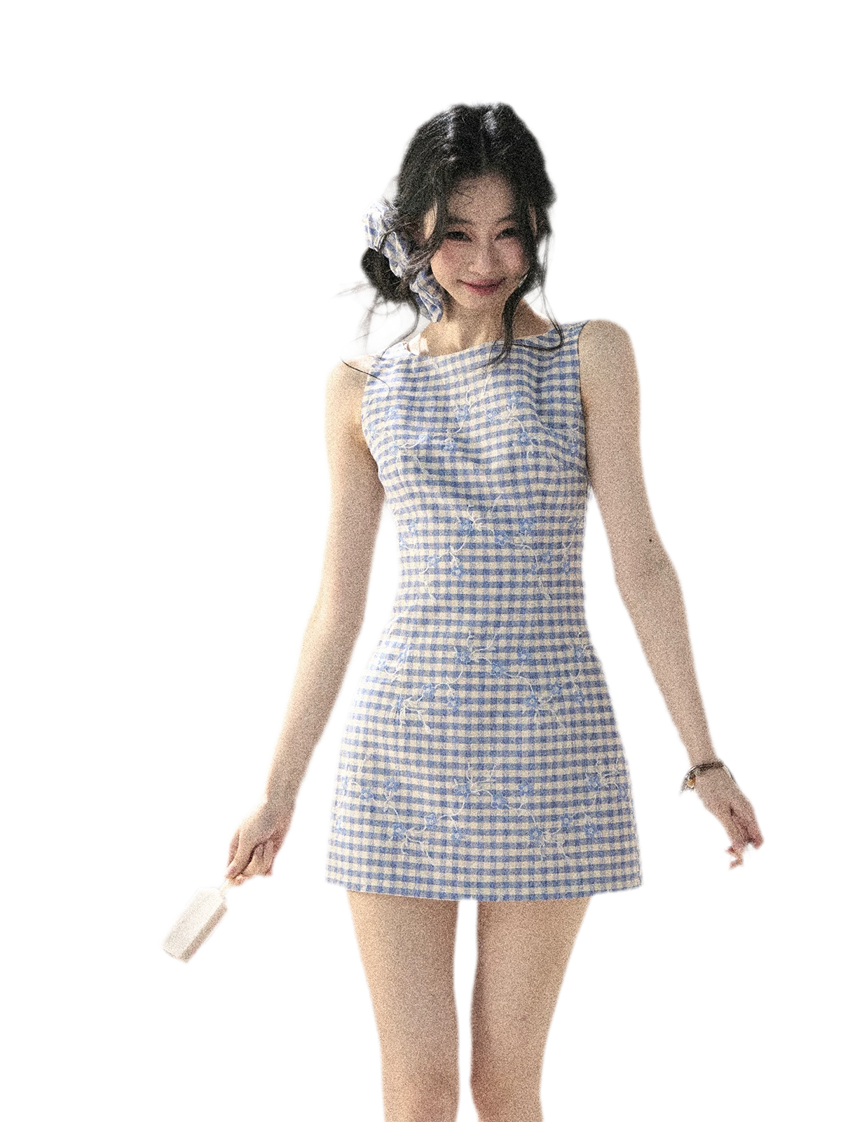 Breeze Check Embroidered Dress