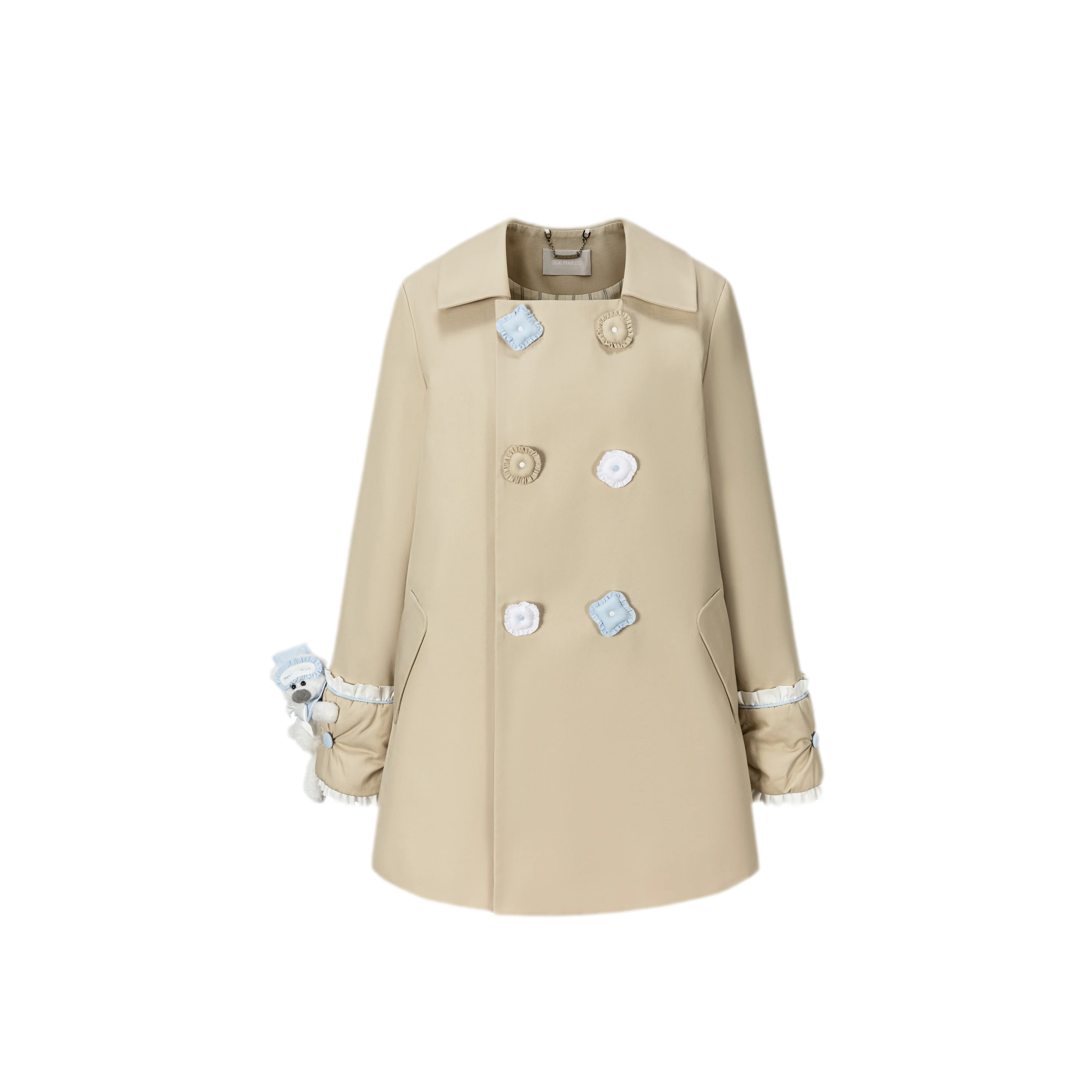Textured Cotton Double-Breasted Trench Dress