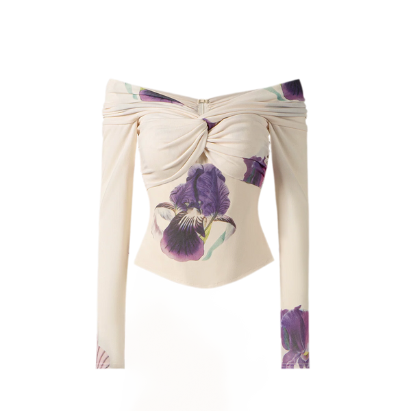 Hand-Painted Iris Corset Top