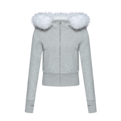 Detachable Fur Collar Hoodie Jacket