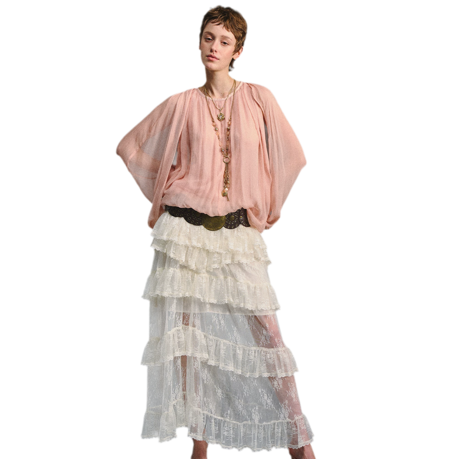 Cape Chiffon Blouse