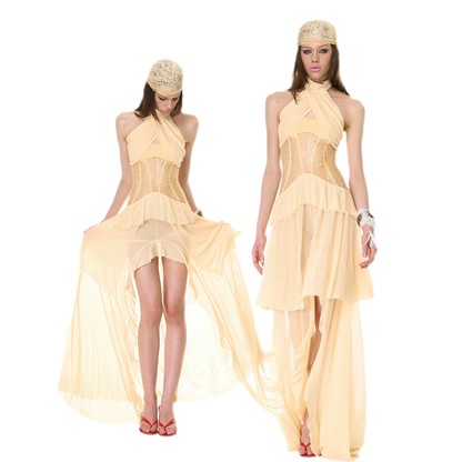 Lace Halter Slit Dress