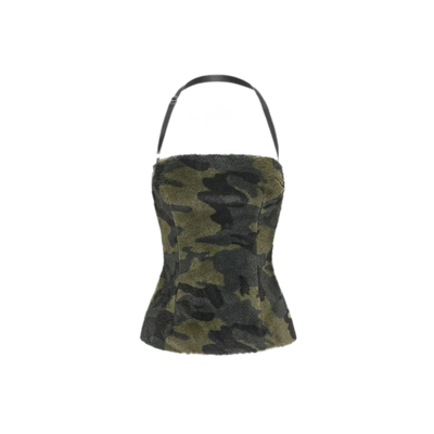Camouflage Top with Fur / One Size