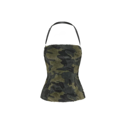 Camouflage Faux Fur Top