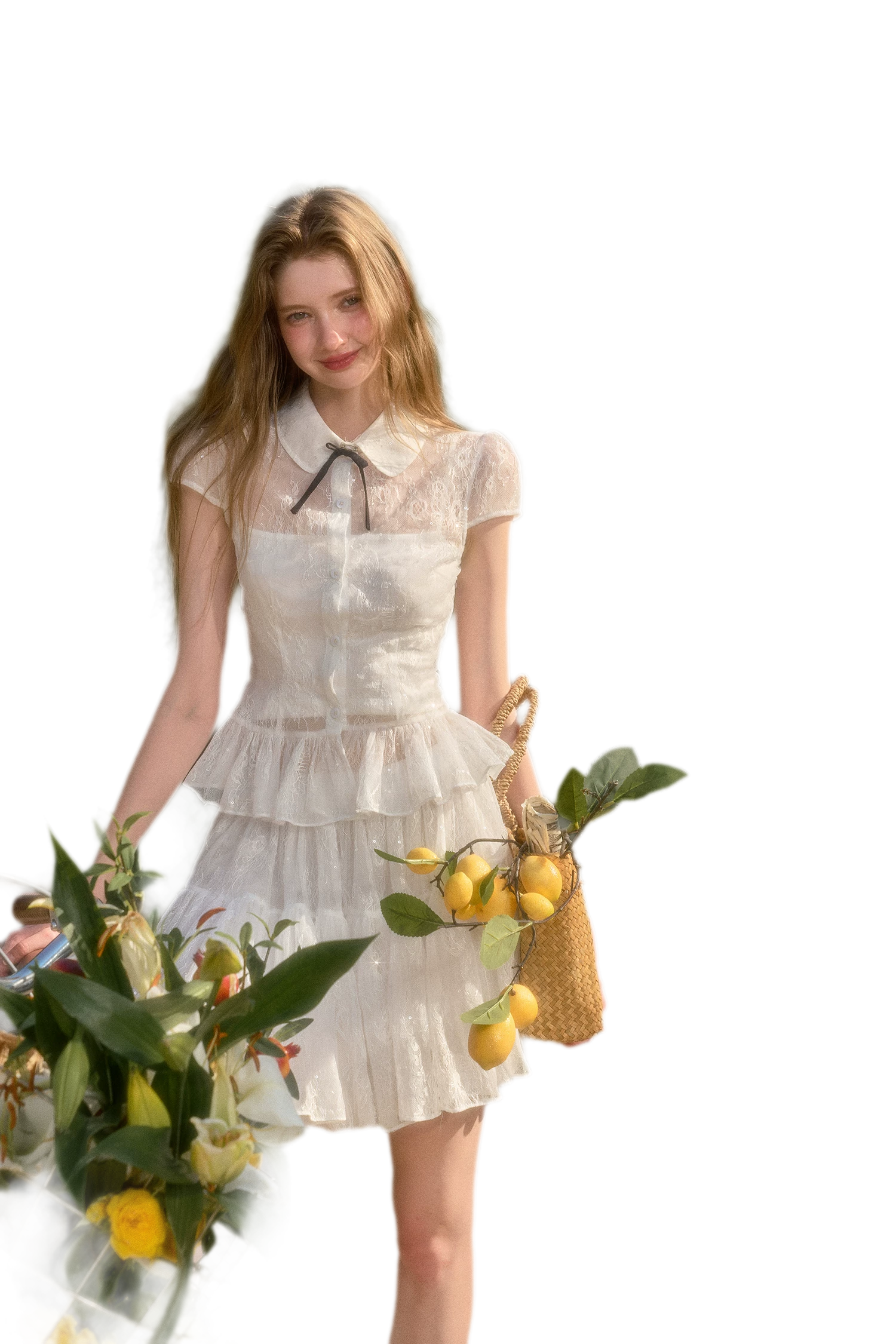 Water Droplet Lace Shirt &amp; Skirt
