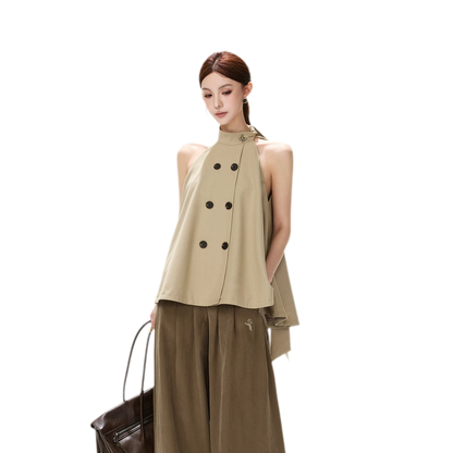 Twill Asymmetric Halter Top