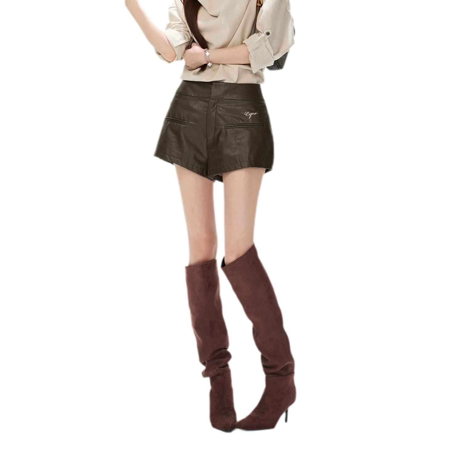 Matte PU High-Waisted Shorts