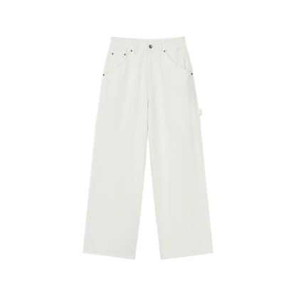 Enzyme-Washed Wide-Leg Utility Jeans