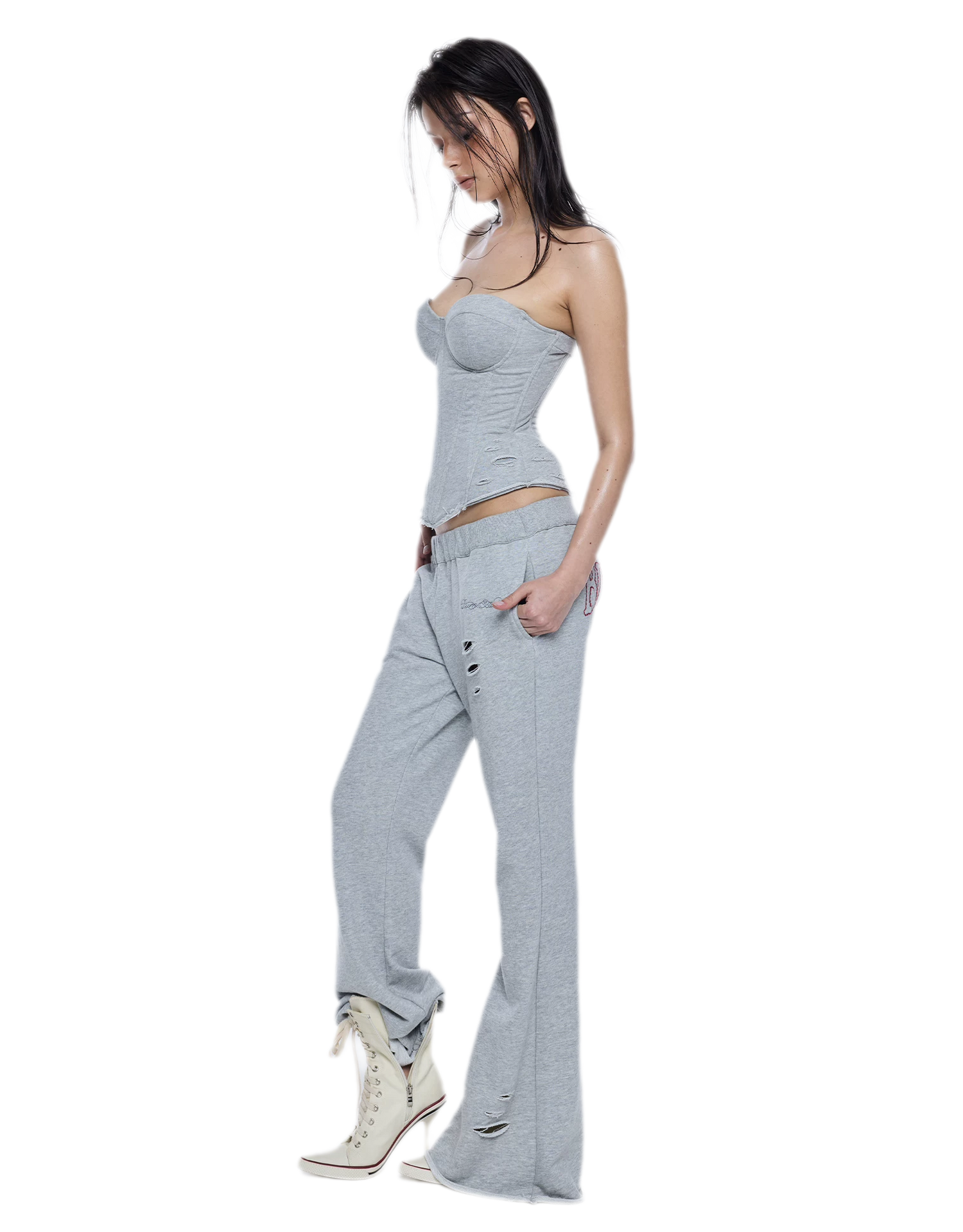 Distressed Flared Sweatpants
