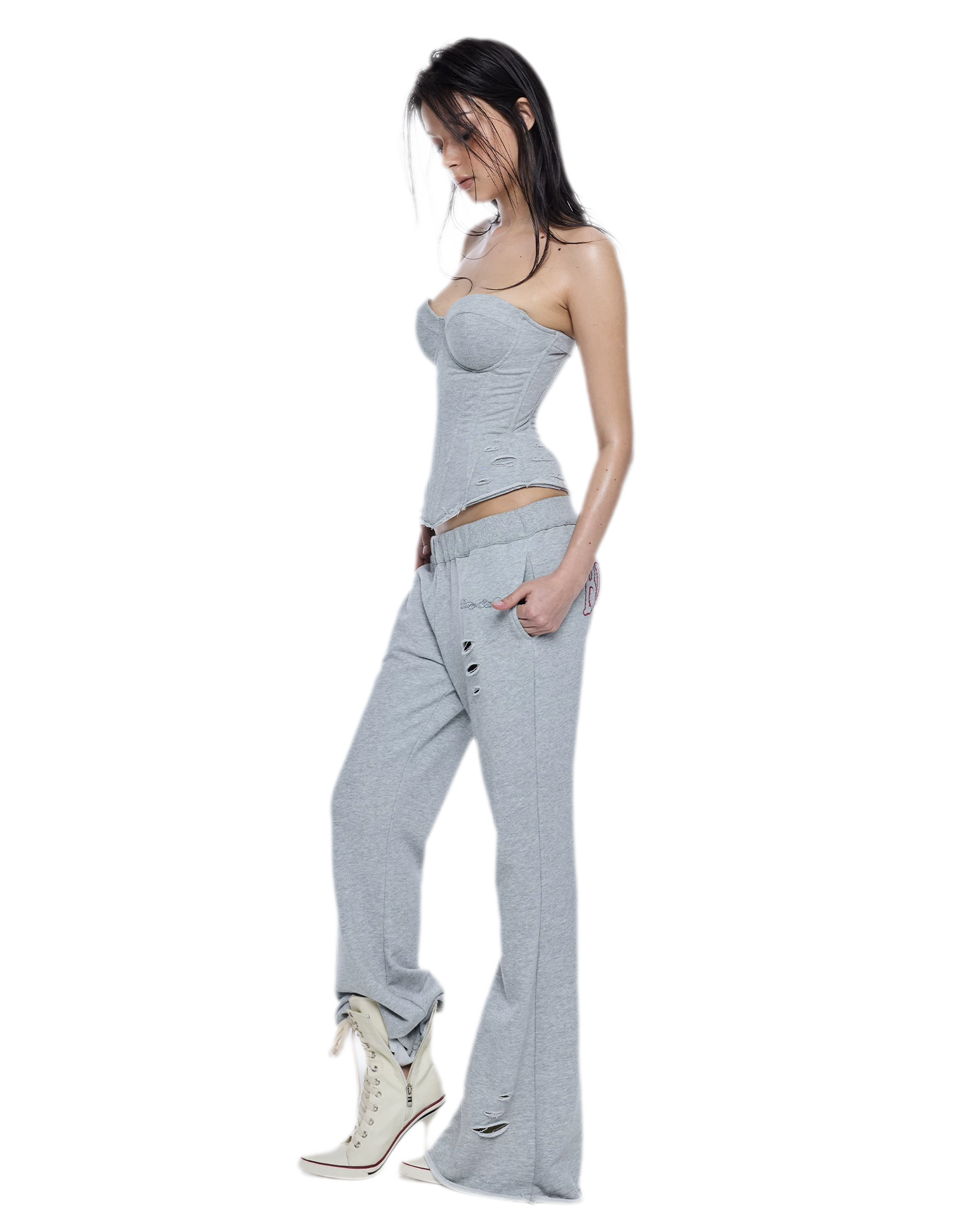 Distressed Flared Sweatpants