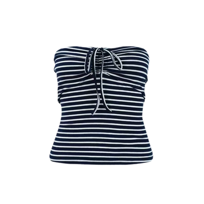 Striped Drawstring Bandeau Top