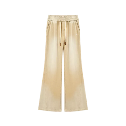 Sand-Washed Faded Straight-Leg Pants