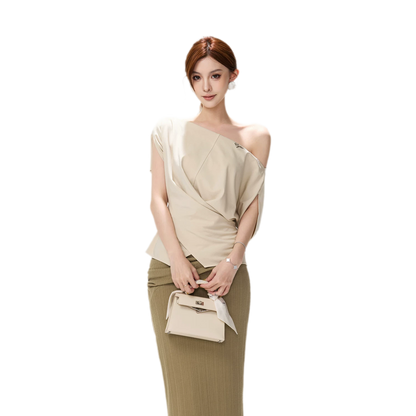 Lyocell Asymmetric Wrap Knit Top