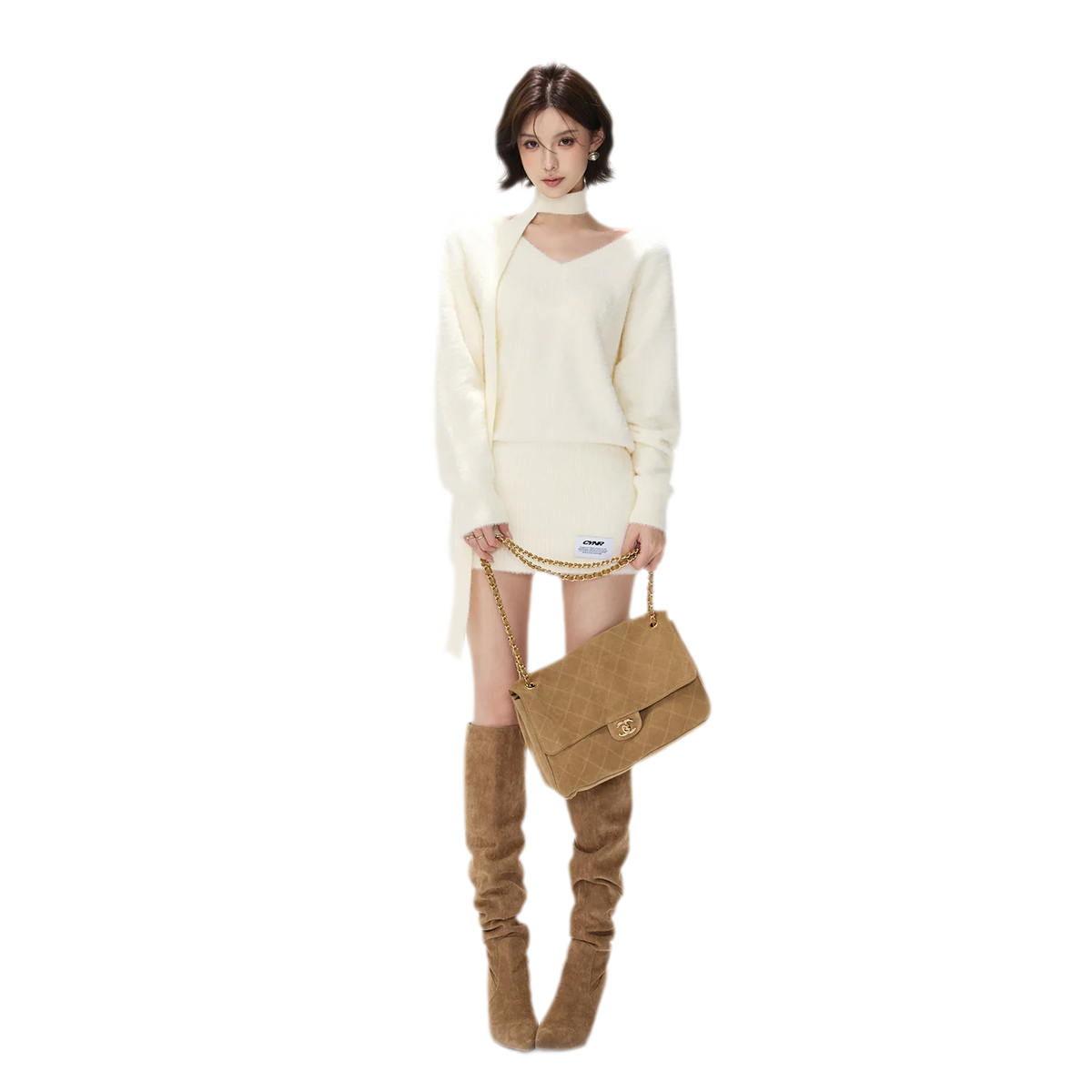 Plush V-Neck Convertible Sweater — Load image 17 in gallery view