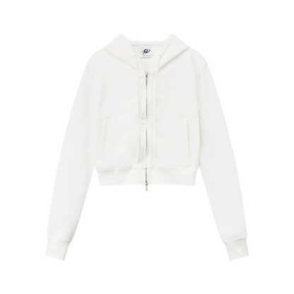 Textured Cropped Hooded Jacket