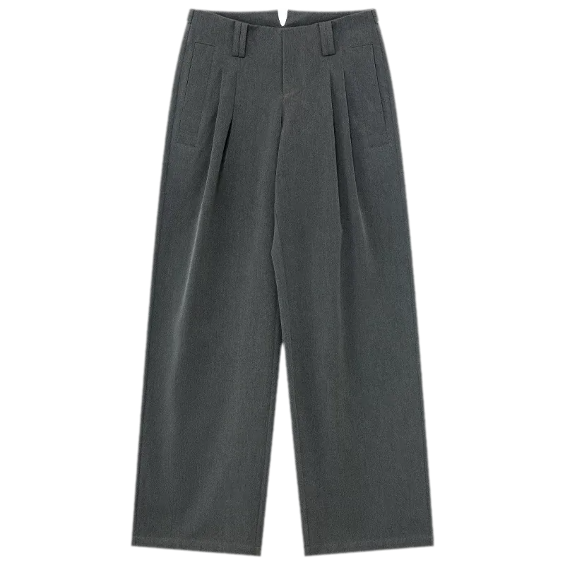Gray Wide Leg Suit Pants