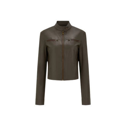 PU Leather Cropped Jacket