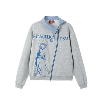 Diagonal Zip Hoodie Cardigan