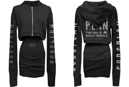 Graphic Cropped Hoodie Set