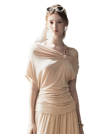 Knot Drape Midi Skirt Set