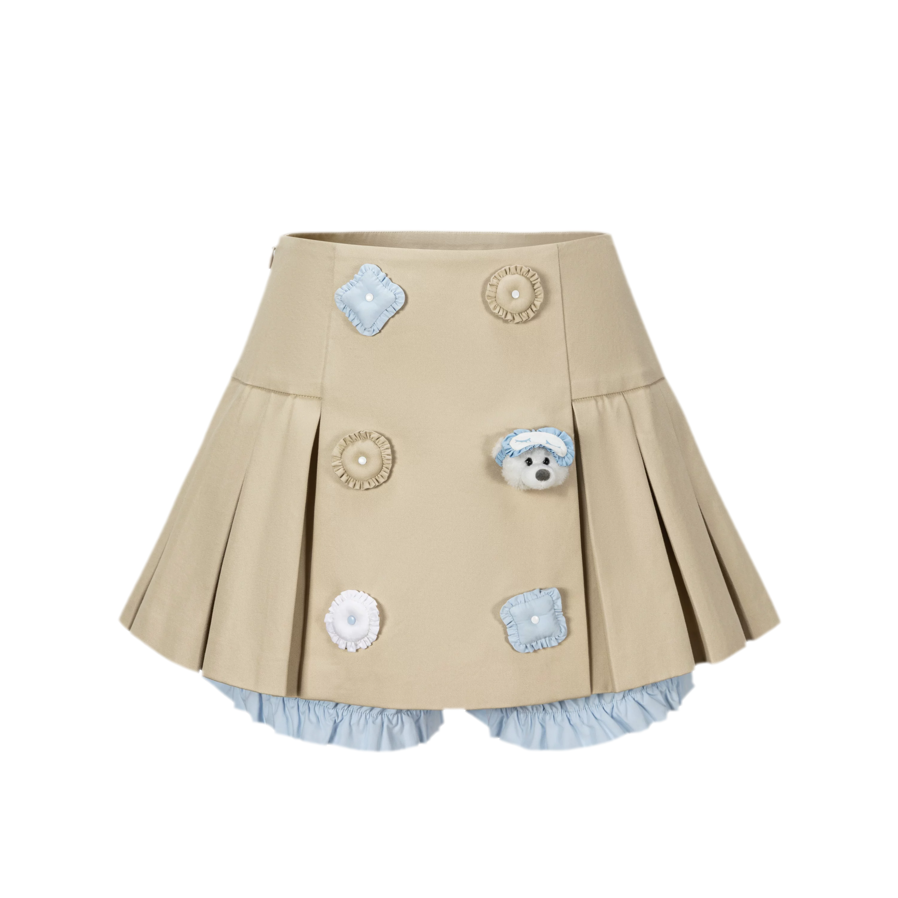 Bear Pleated Cotton Skort