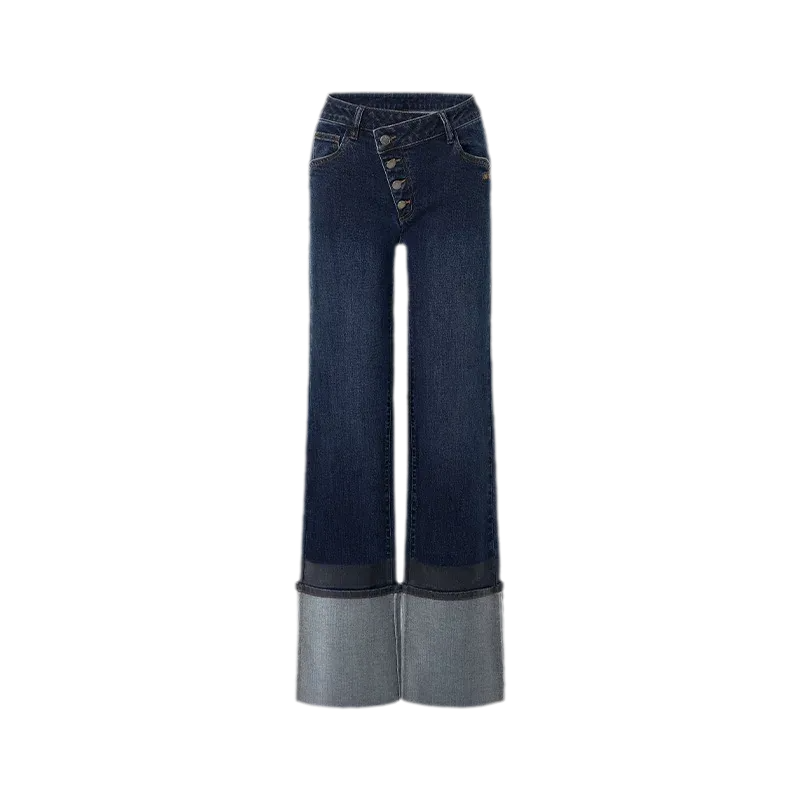 Washed Asymmetric Flare Jeans