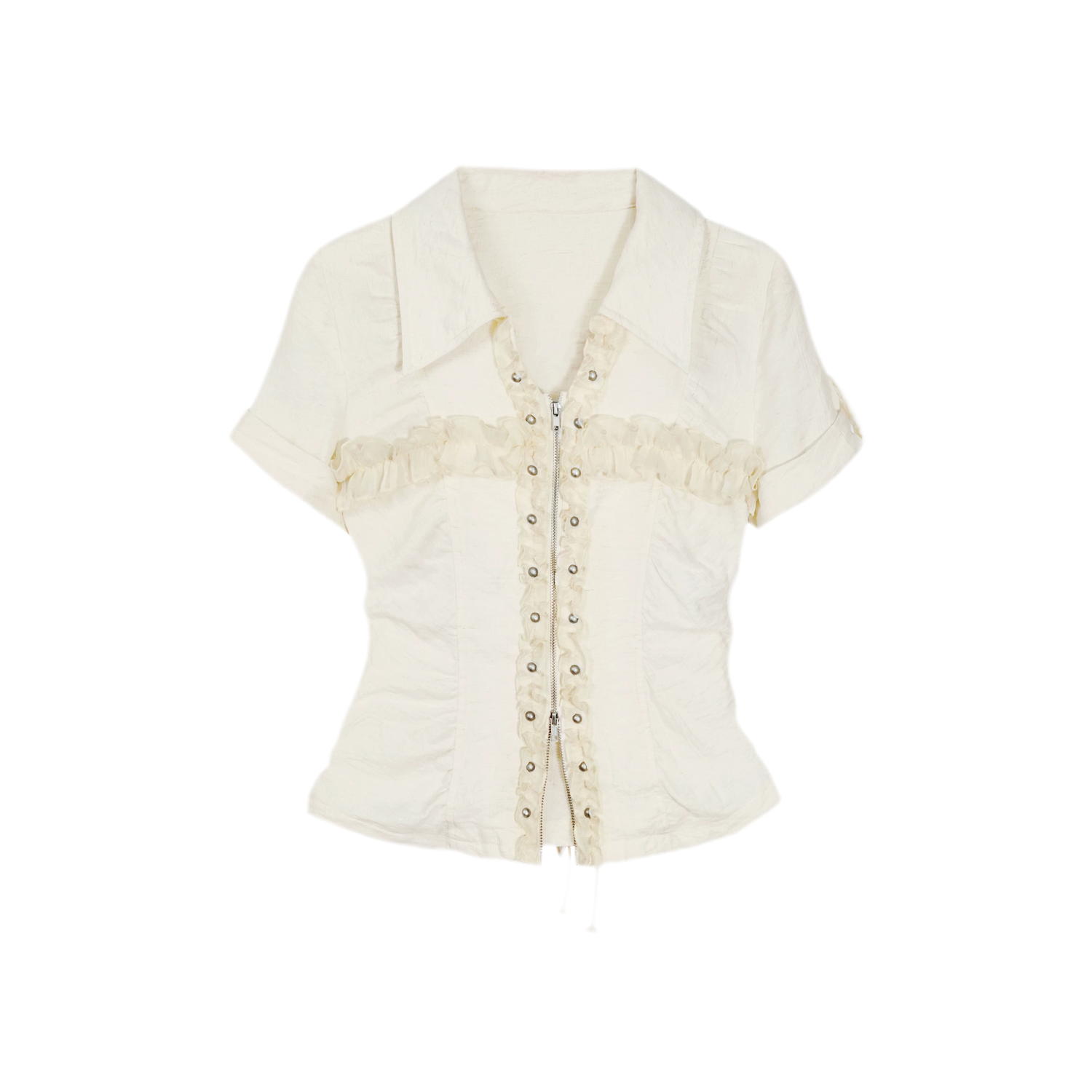 Studded Ruffle Short Shirt