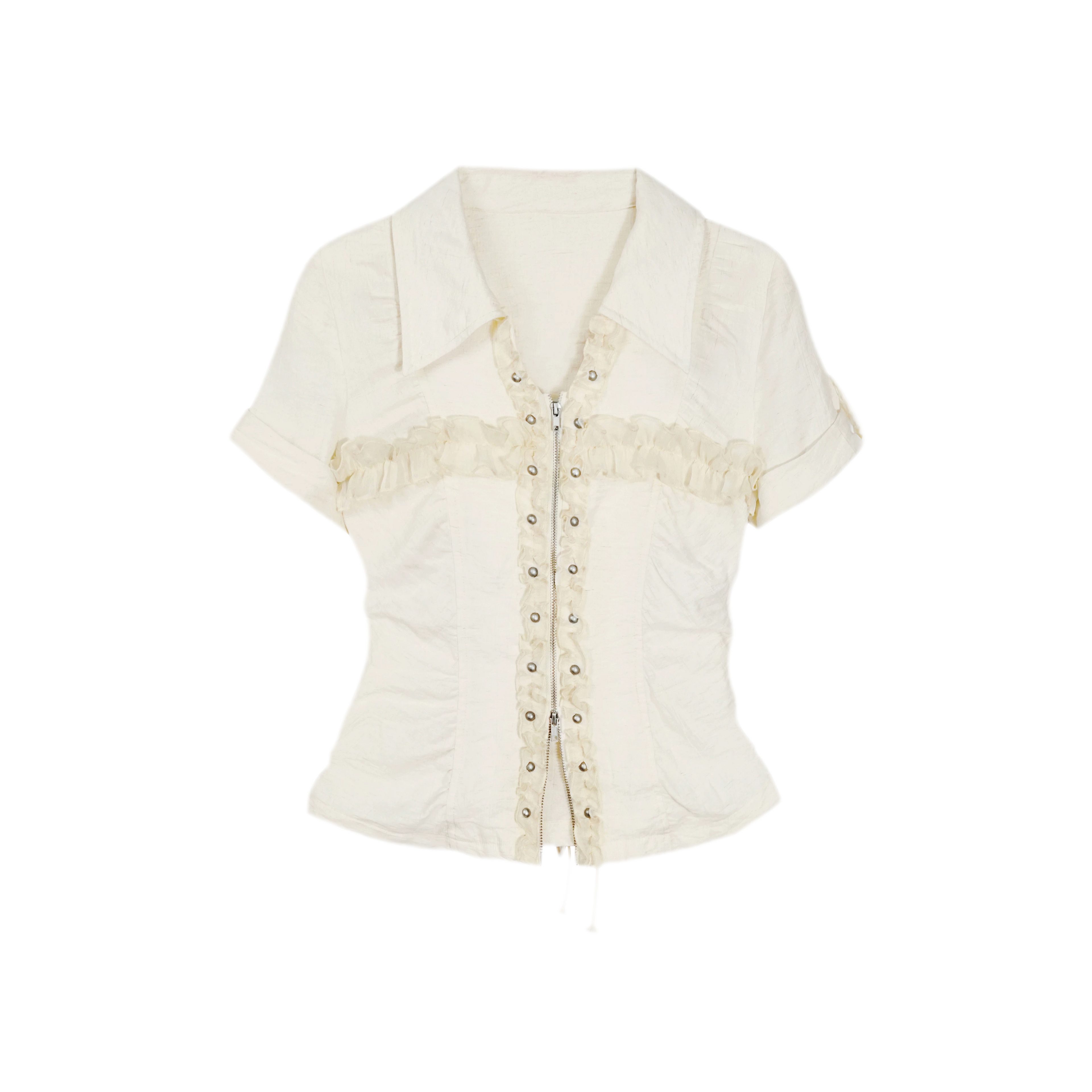 Studded Ruffle Short Shirt