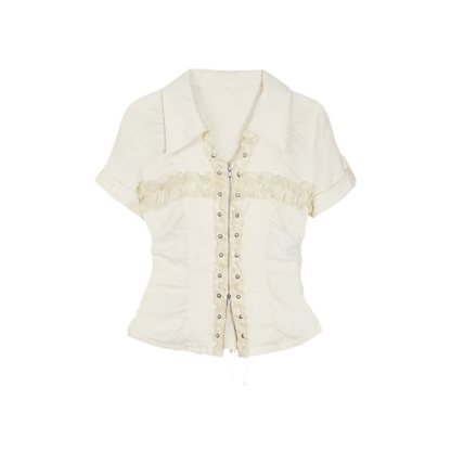 Studded Ruffle Short Shirt