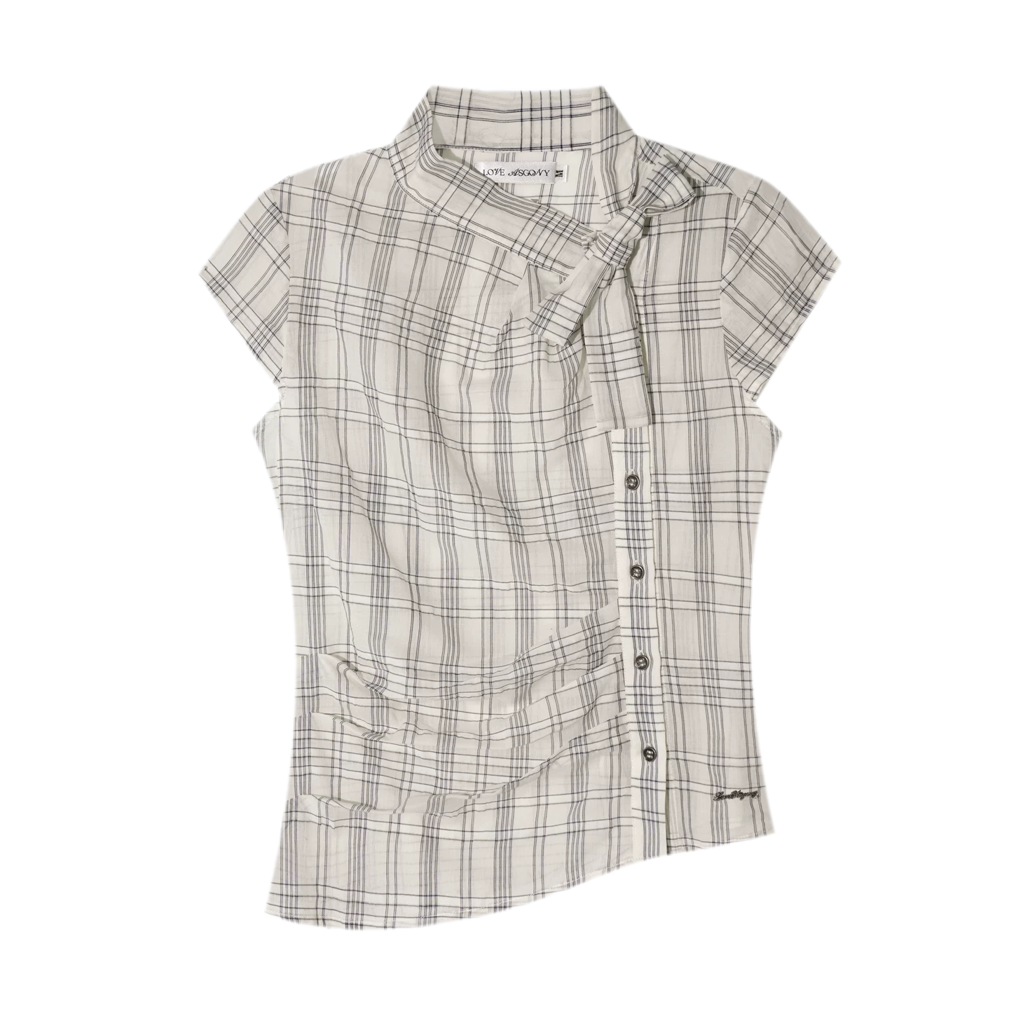 Lyocell Plaid Tie Shirt