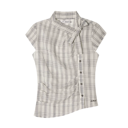 Lyocell Plaid Tie Shirt