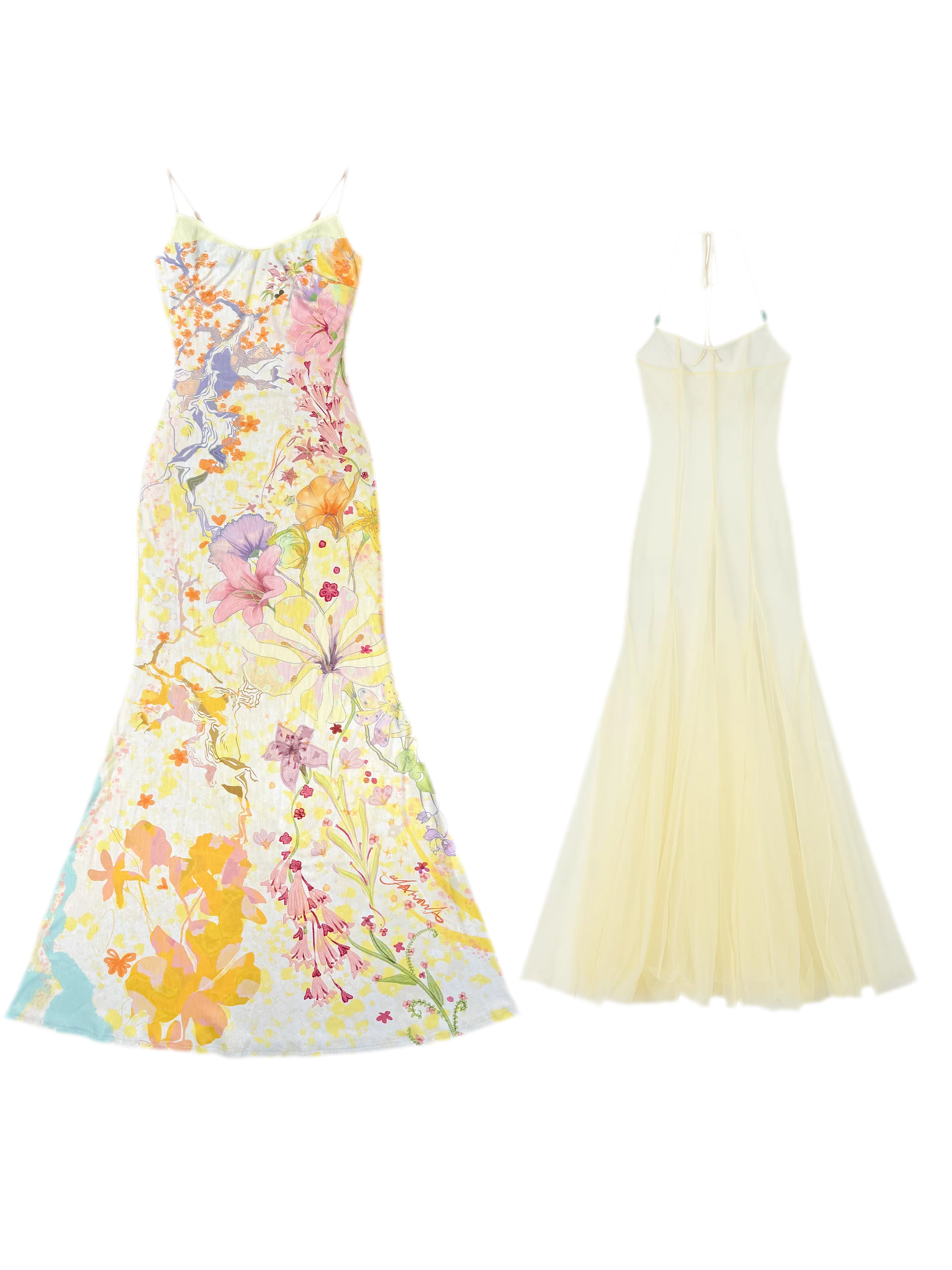 Oil-Painted Print Organza Set