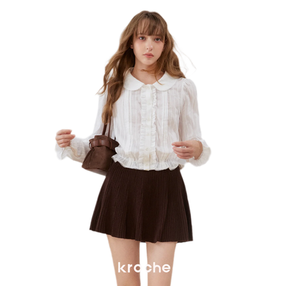 Textured Ruffle Cropped Shirt