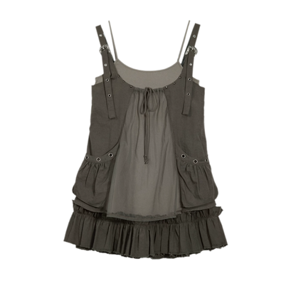 Mesh Layered Strap Dress