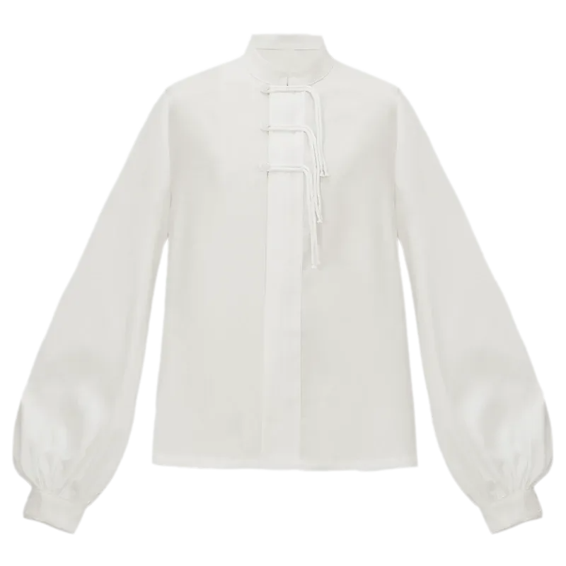 墨白 Ink White Jacquard Asymmetrical Stand-Collar