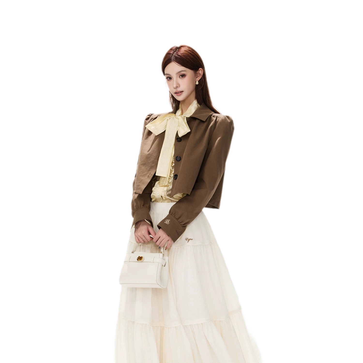 Vintage Puff Sleeve Cropped Jacket