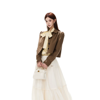Vintage Puff Sleeve Cropped Jacket