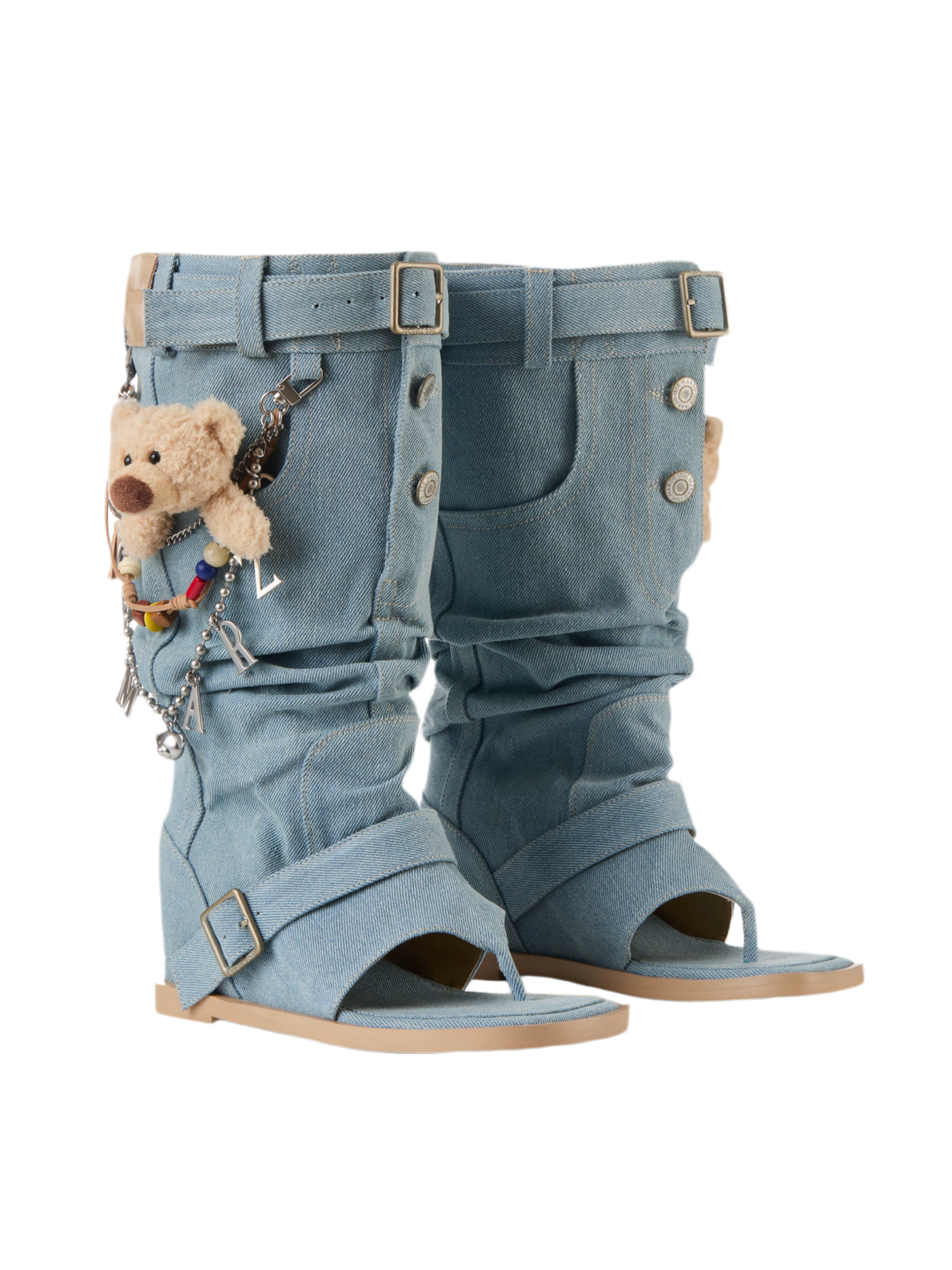 Denim Bear Platform Sandals