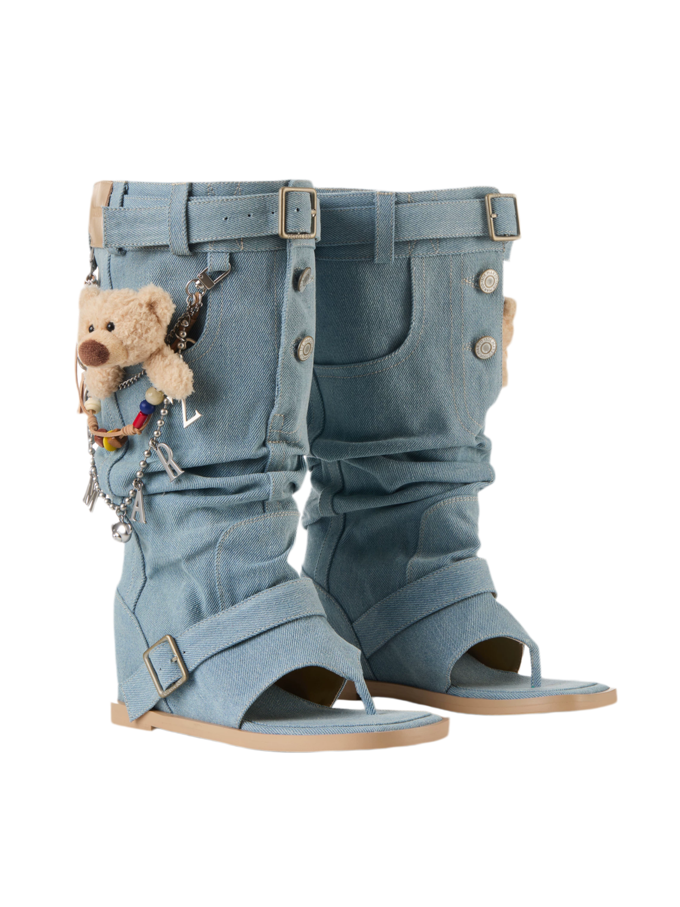 Denim Bear Platform Sandals