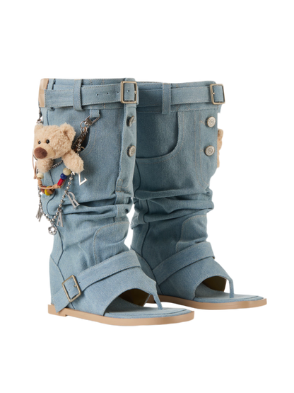 Denim Bear Platform Sandals