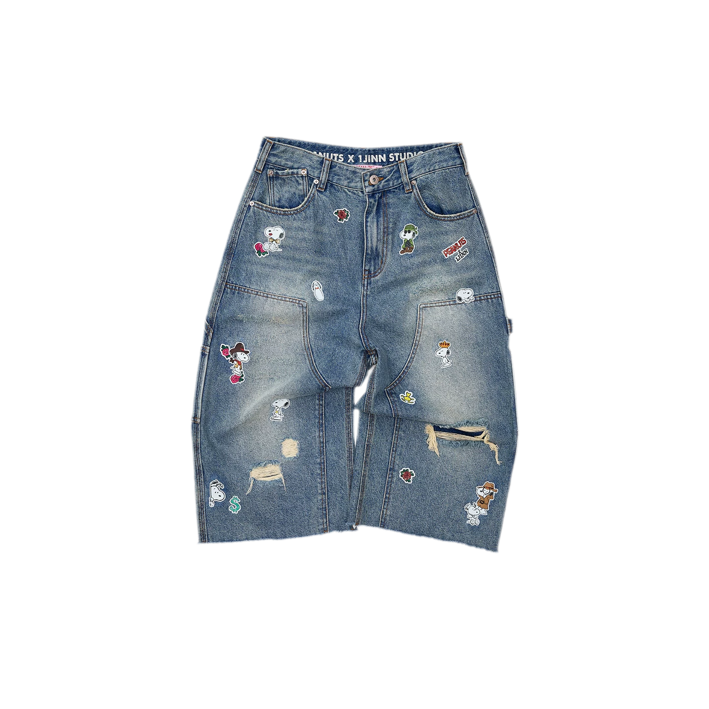 Washed Distressed Cropped Jeans