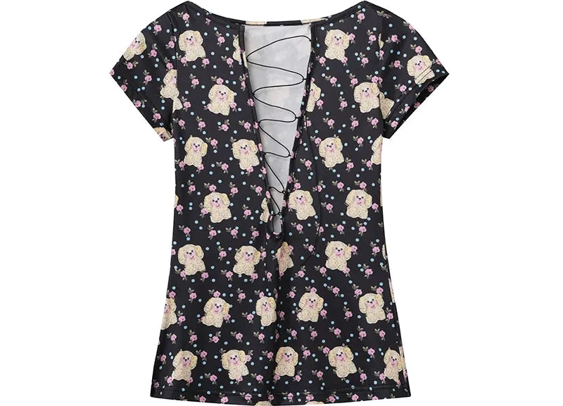 Print Slim V-Neck Tee