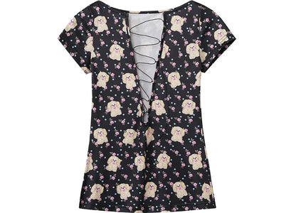 Print Slim V-Neck Tee