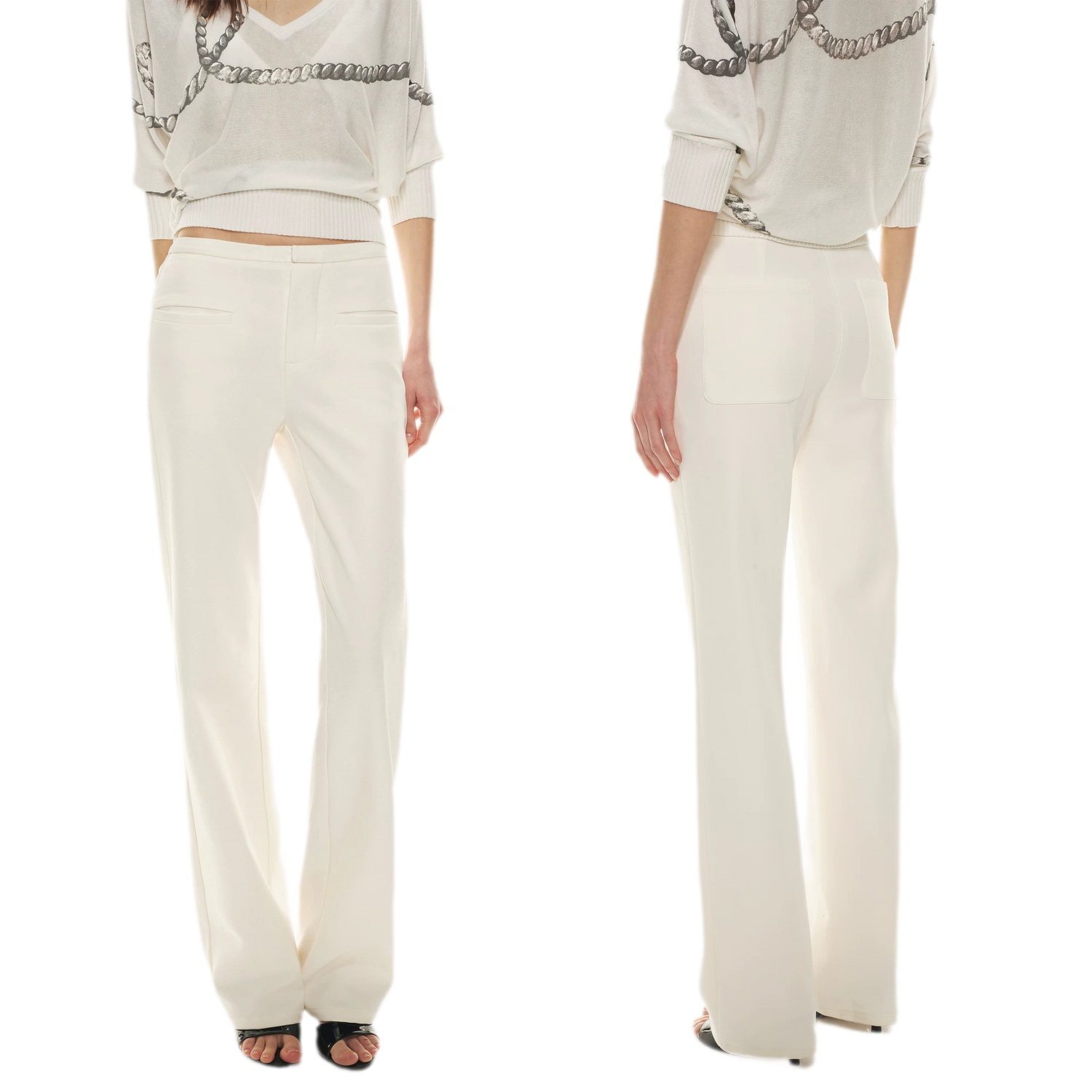 Classic Off-White Slim Straight Trousers
