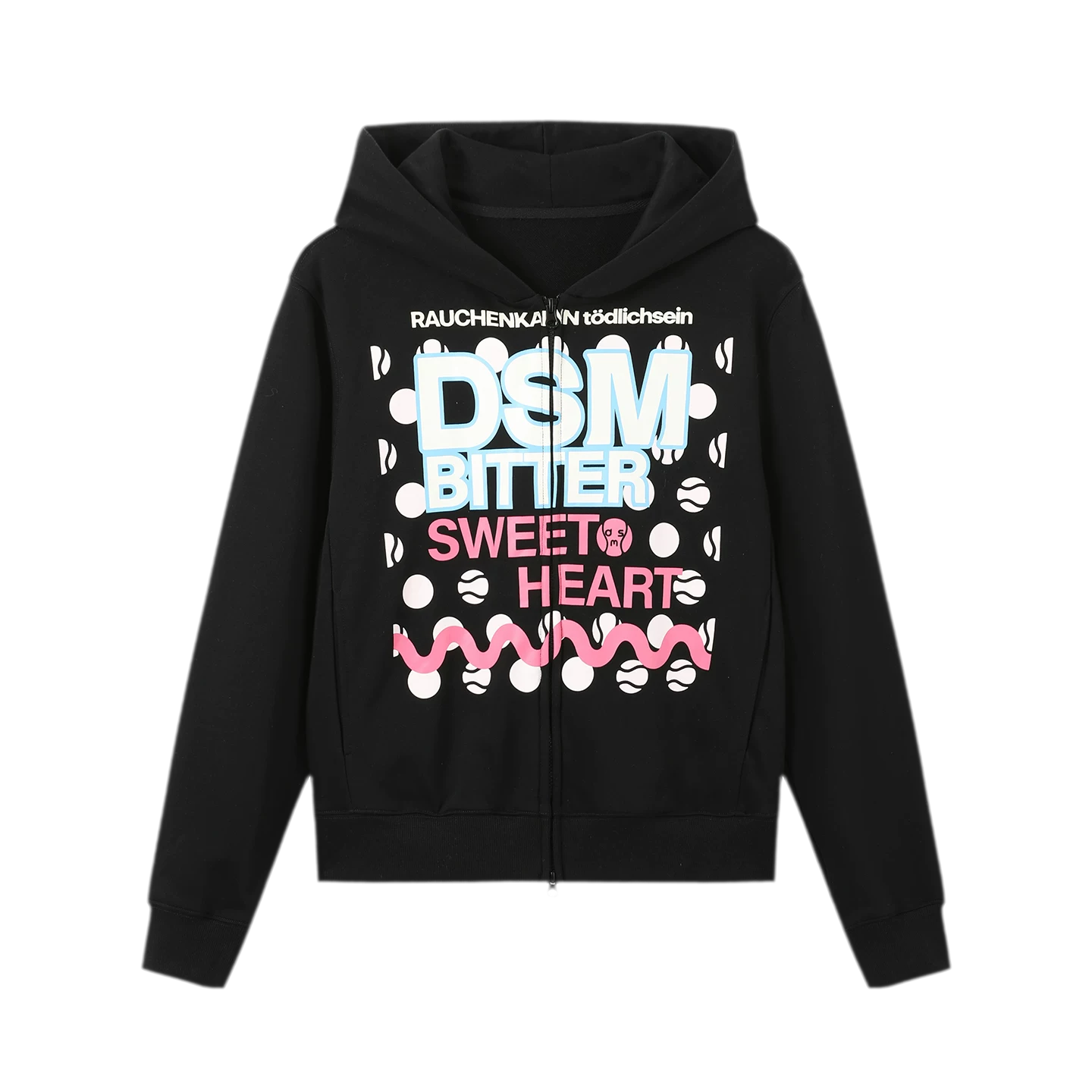 Polka Dot Zip Hooded Sweatshirt